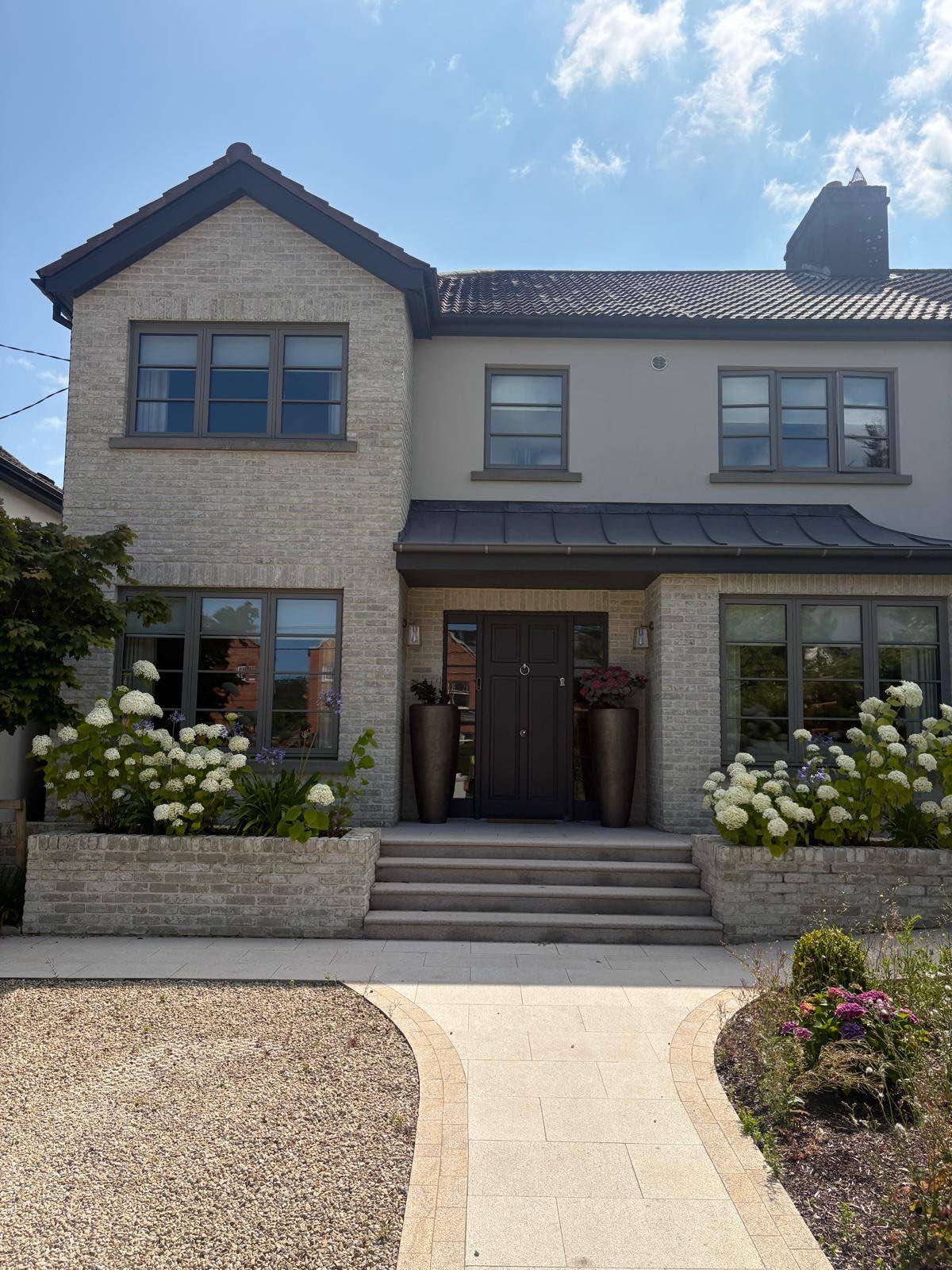 Front elevation of the completed house