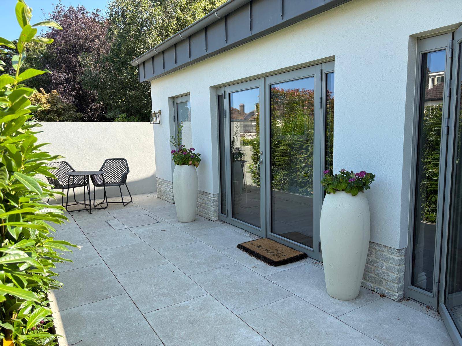 Rear terrace and garden doors