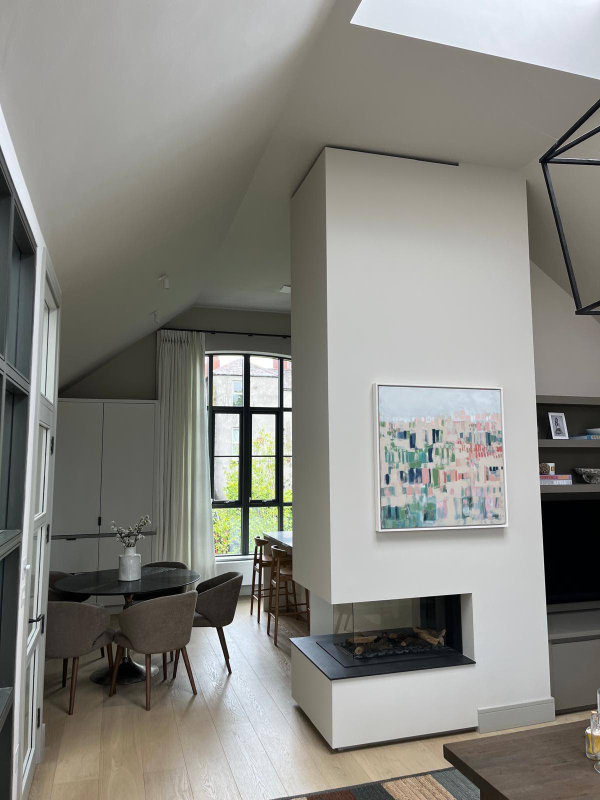 Living space beneath the vaulted ceiling